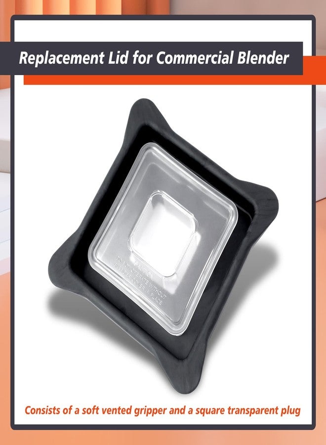 Mhrxusd Blender Lid Replacement Compatible with Blendtec Commercial Blender Replacement for WildSide+ and FourSide Jars Soft Vented Gripper Mix-in with Square Clear Plug - Image 2